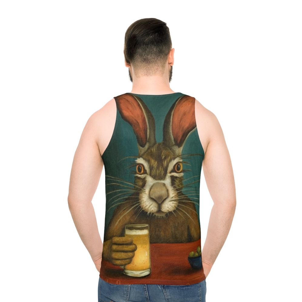 Funny bunny hopping tank top - men back