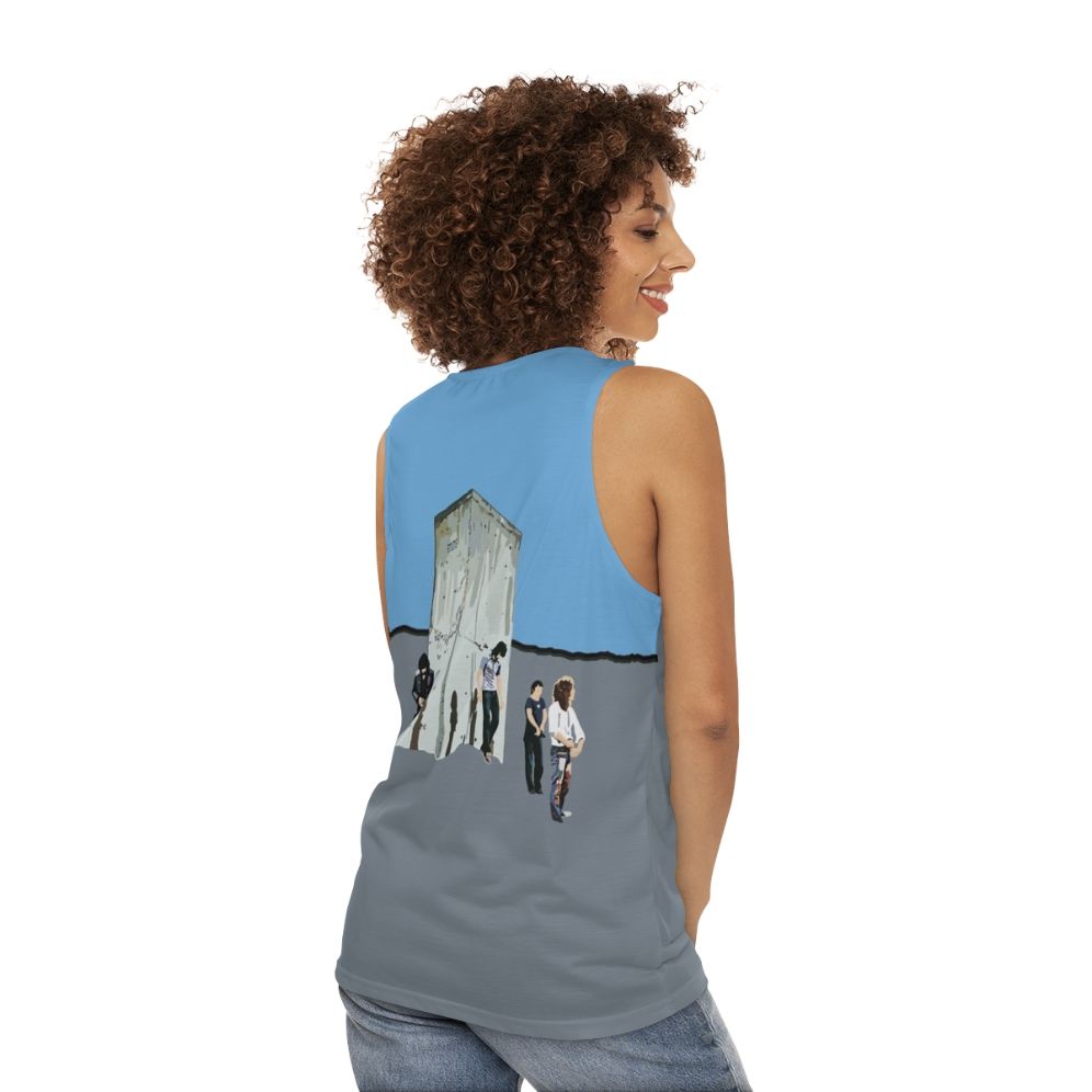 Unisex retro rock tank top with classic rock music design - women back