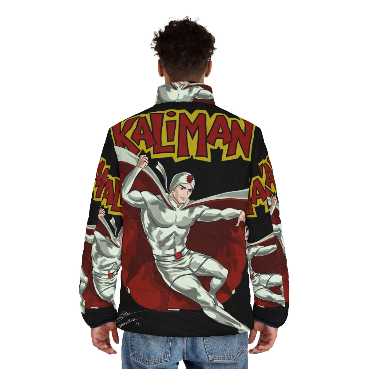 Kaliman Retro Puffer Jacket - Vintage Superhero Inspired Outerwear - men back