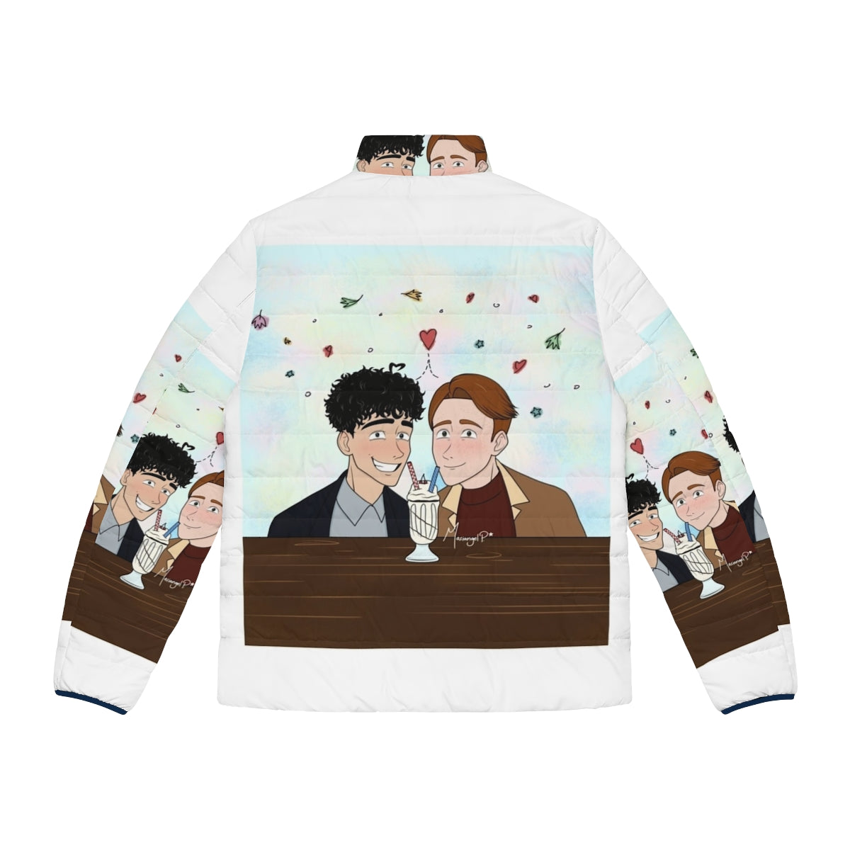 Heartstopper inspired puffer jacket with fan art design - Back