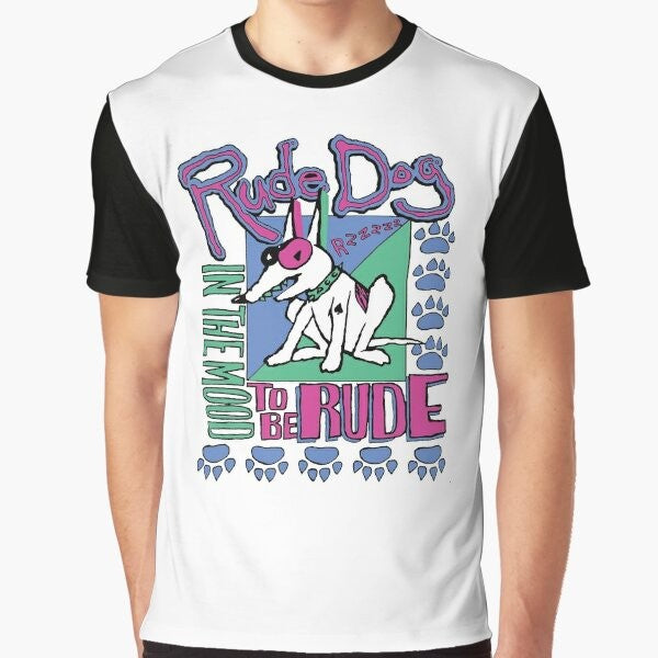 Vintage Rude Dog and the Dweebs graphic t-shirt with retro pop culture cartoon design