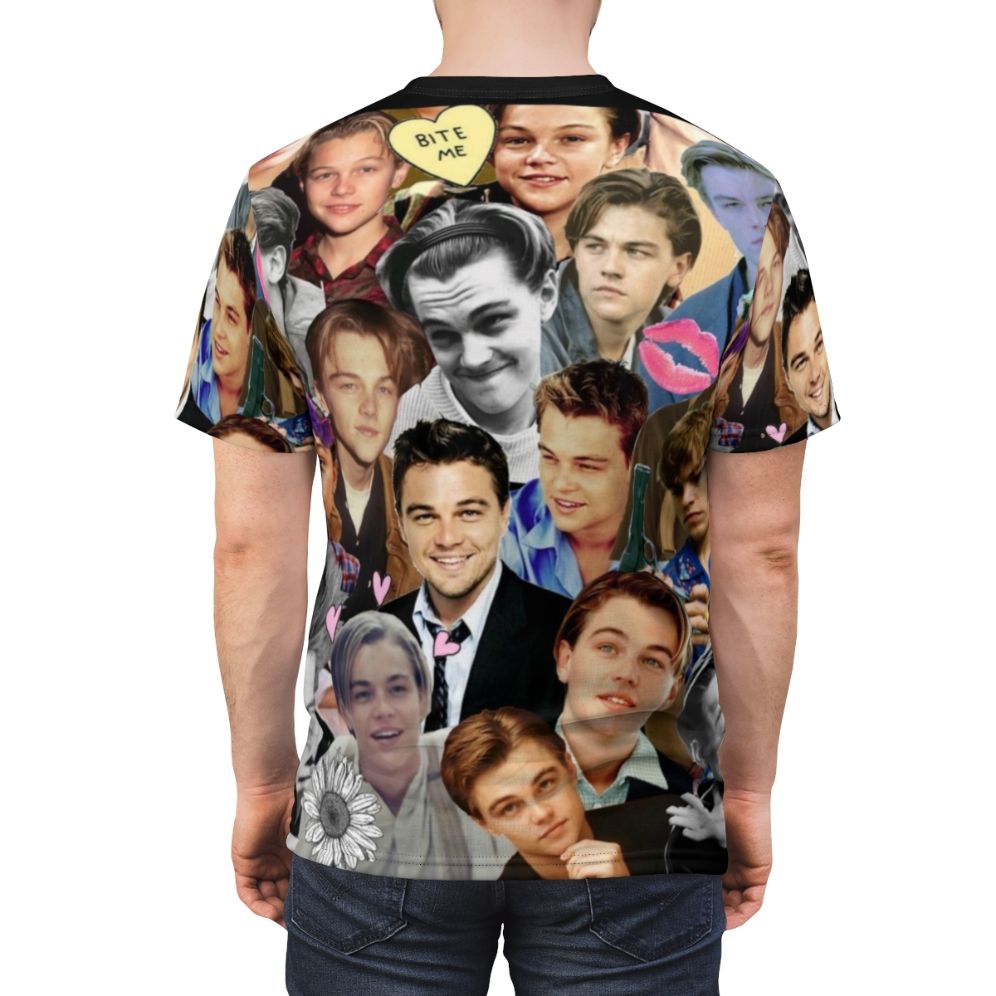 Leonardo DiCaprio portrait collage design on a high-quality t-shirt - men back