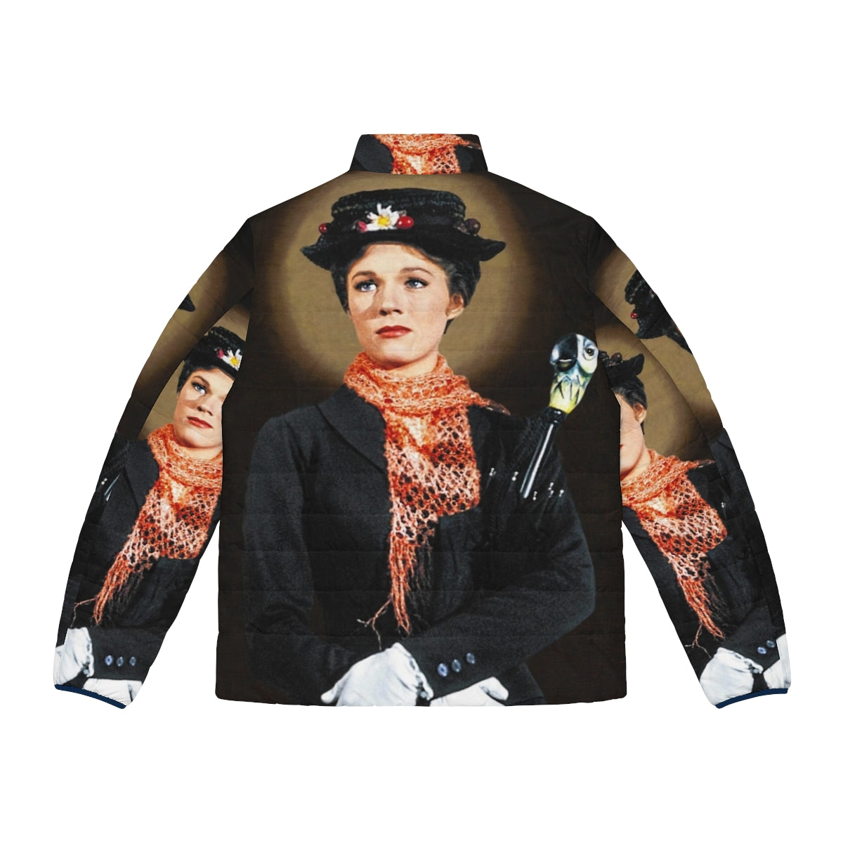 Mary Poppins-inspired puffer jacket with holy mother imagery - Back