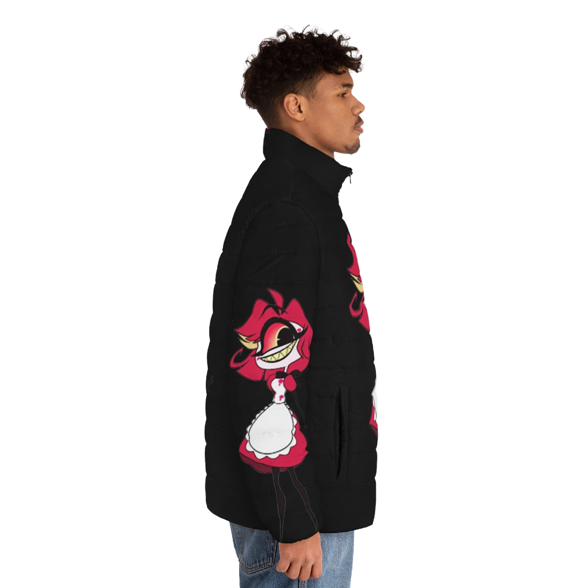 Hazbin Hotel Niffty Puffer Jacket with Niffty Character Design - men side right