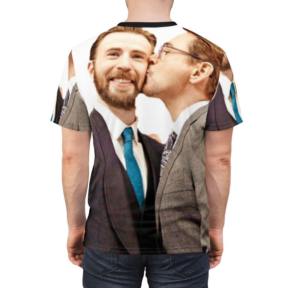 Graphic tee featuring Avengers-inspired design with Chris Evans and Chris Hemsworth - men back