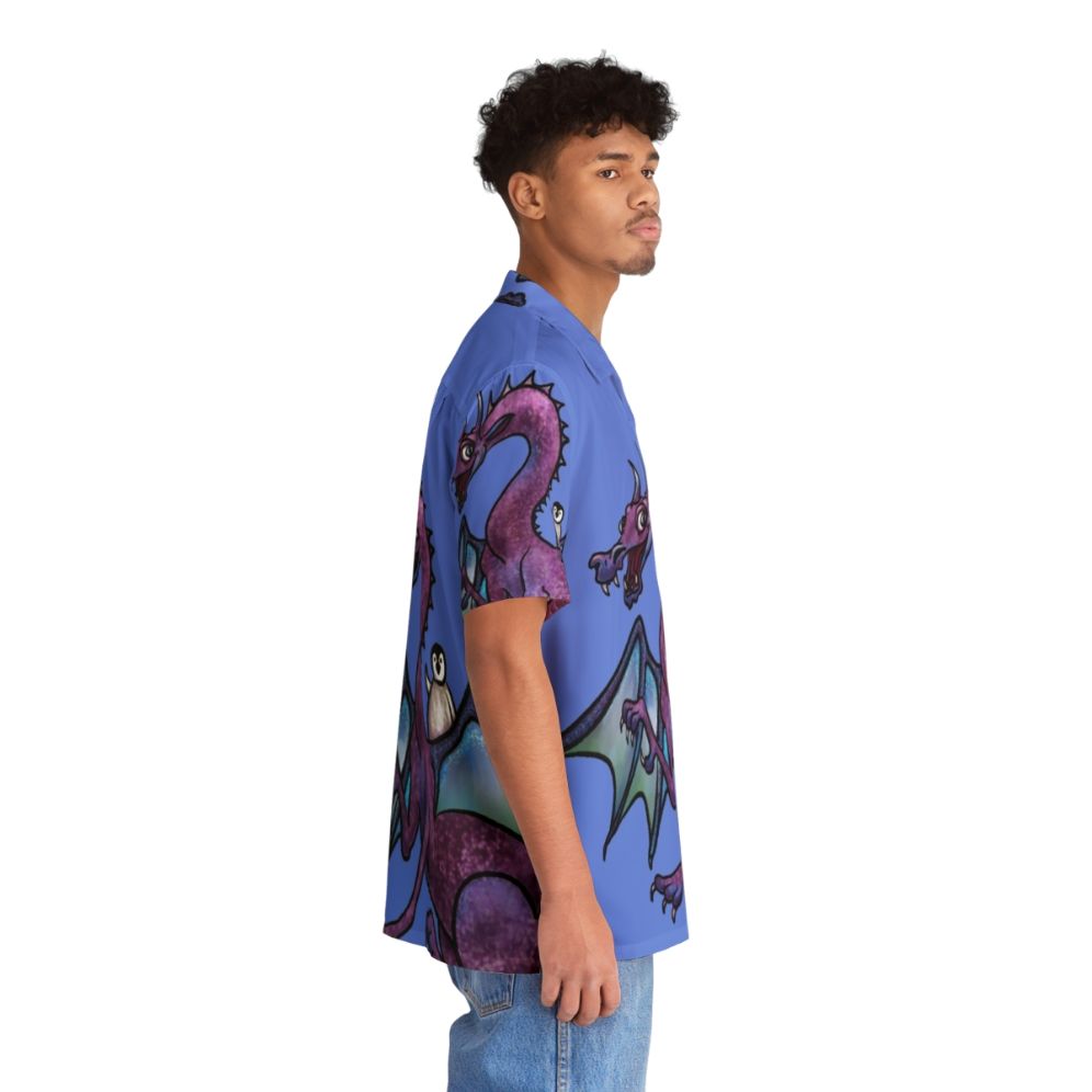 Penguin and dragon fantasy art on a Hawaiian shirt - People Pight