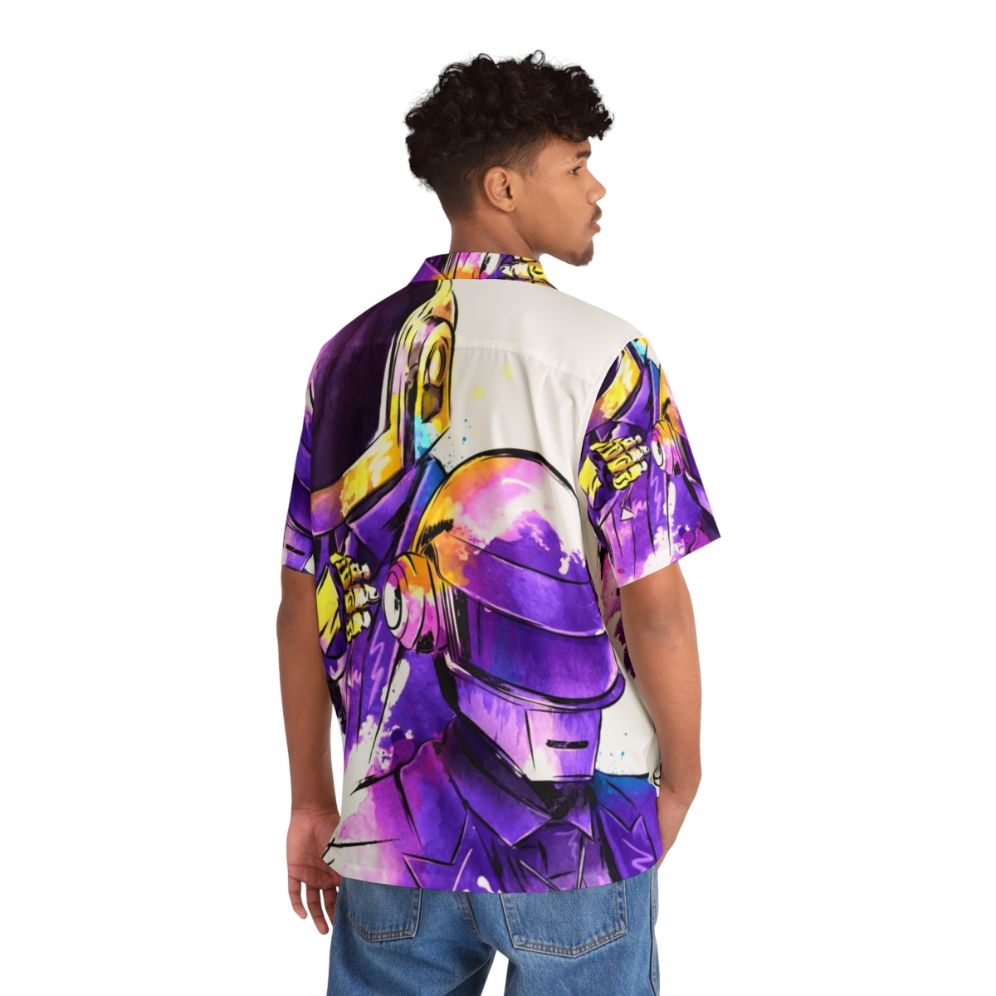 Daft Punk inspired Hawaiian-style shirt with watercolor music and band graphics - People Back
