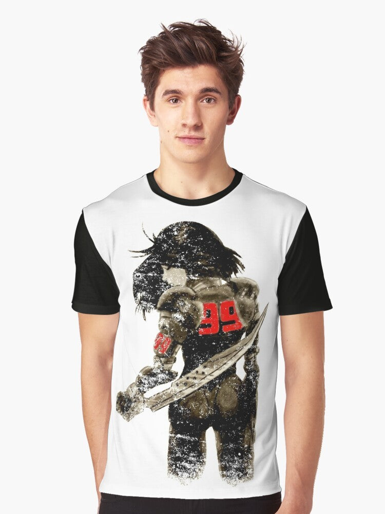 Battle Angel Alita manga-inspired graphic distressed t-shirt - Men