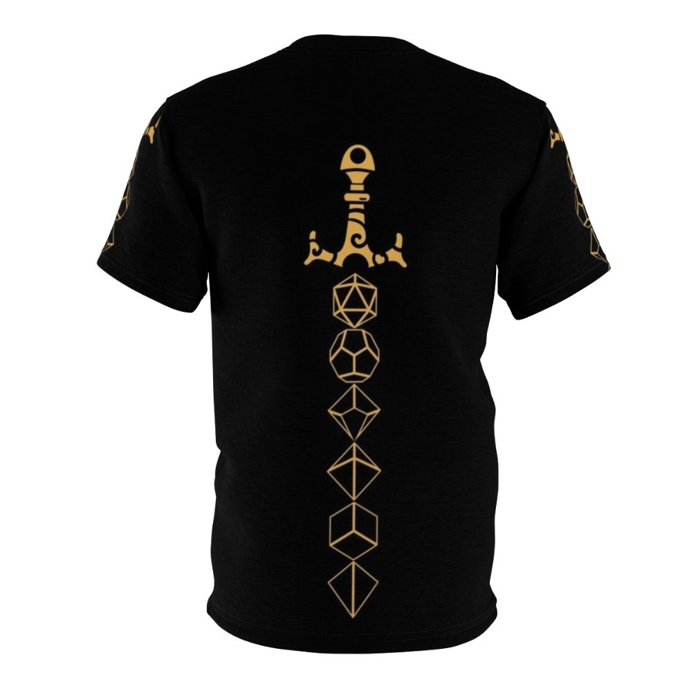 Tabletop RPG Fantasy Dice and Sword T-Shirt for Gamers and Geeks - Back