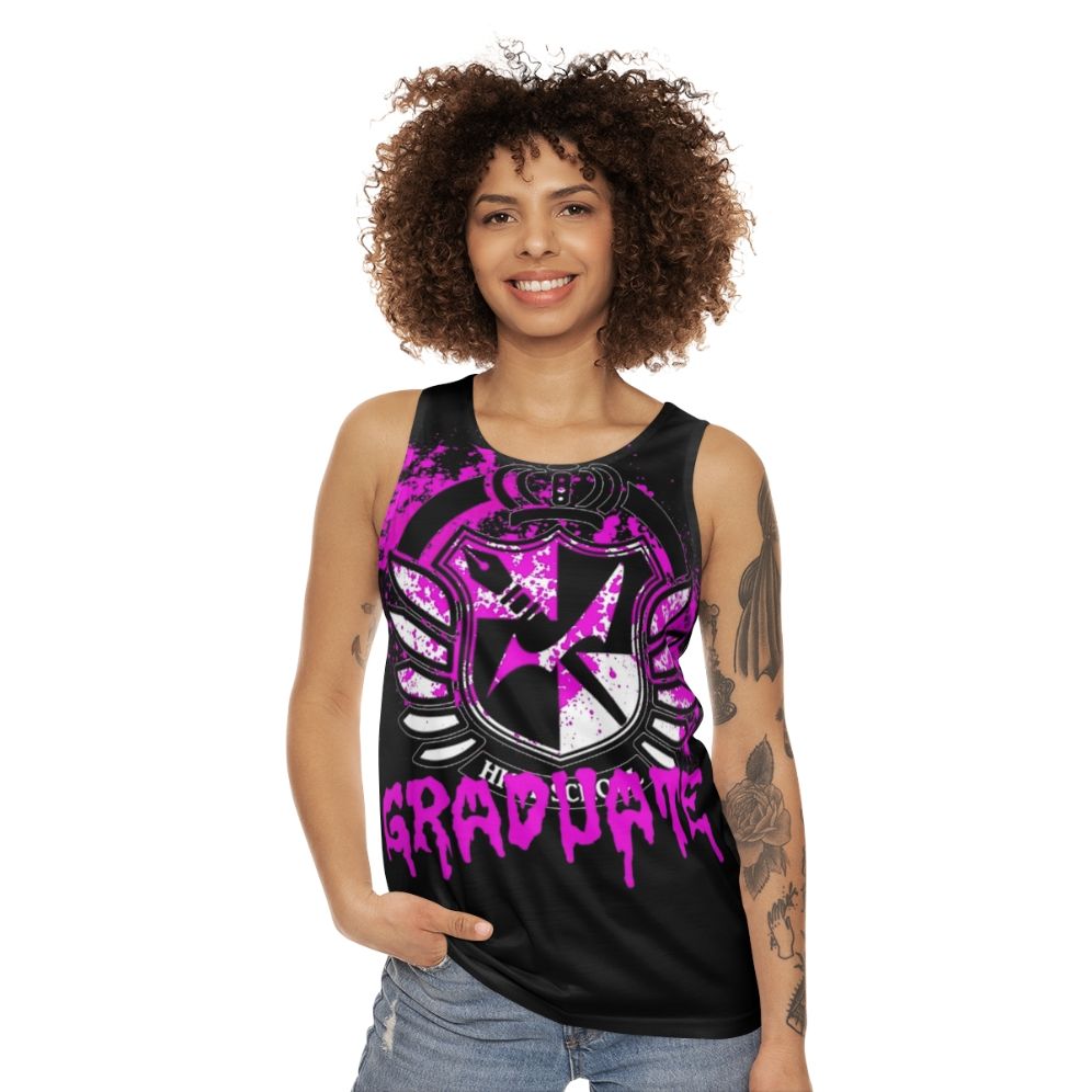 Danganronpa Unisex Tank Top with Graduate of Hope's Peak Academy Design - women