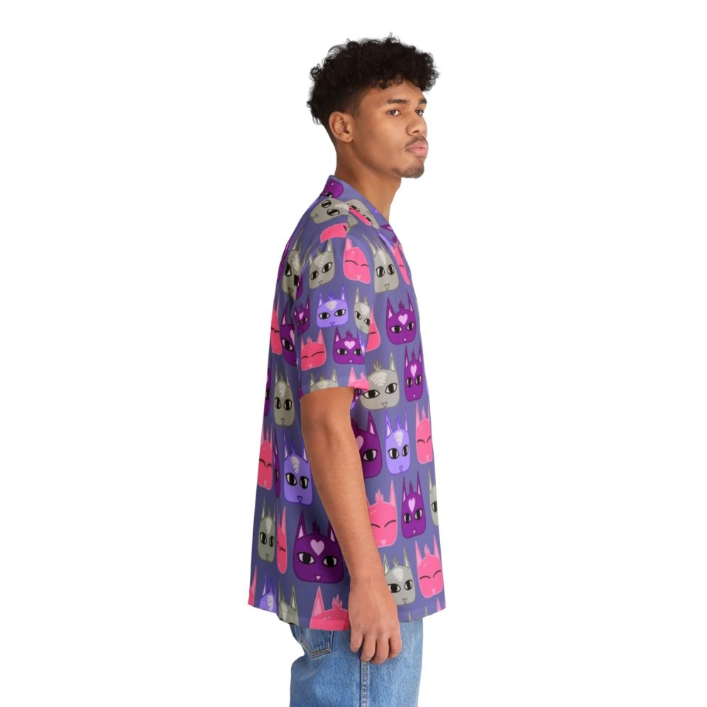 Vibrant hawaiian shirt with repeating cat pattern - People Pight