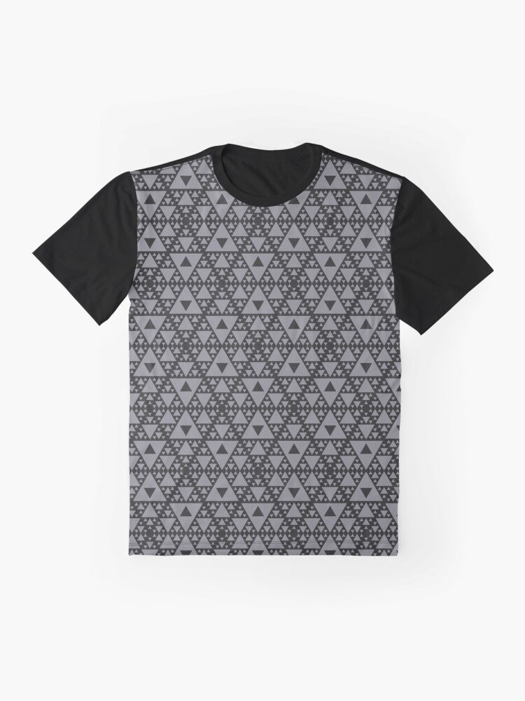 Mocap pattern graphic t-shirt featuring a repeating triangle design - Flat lay