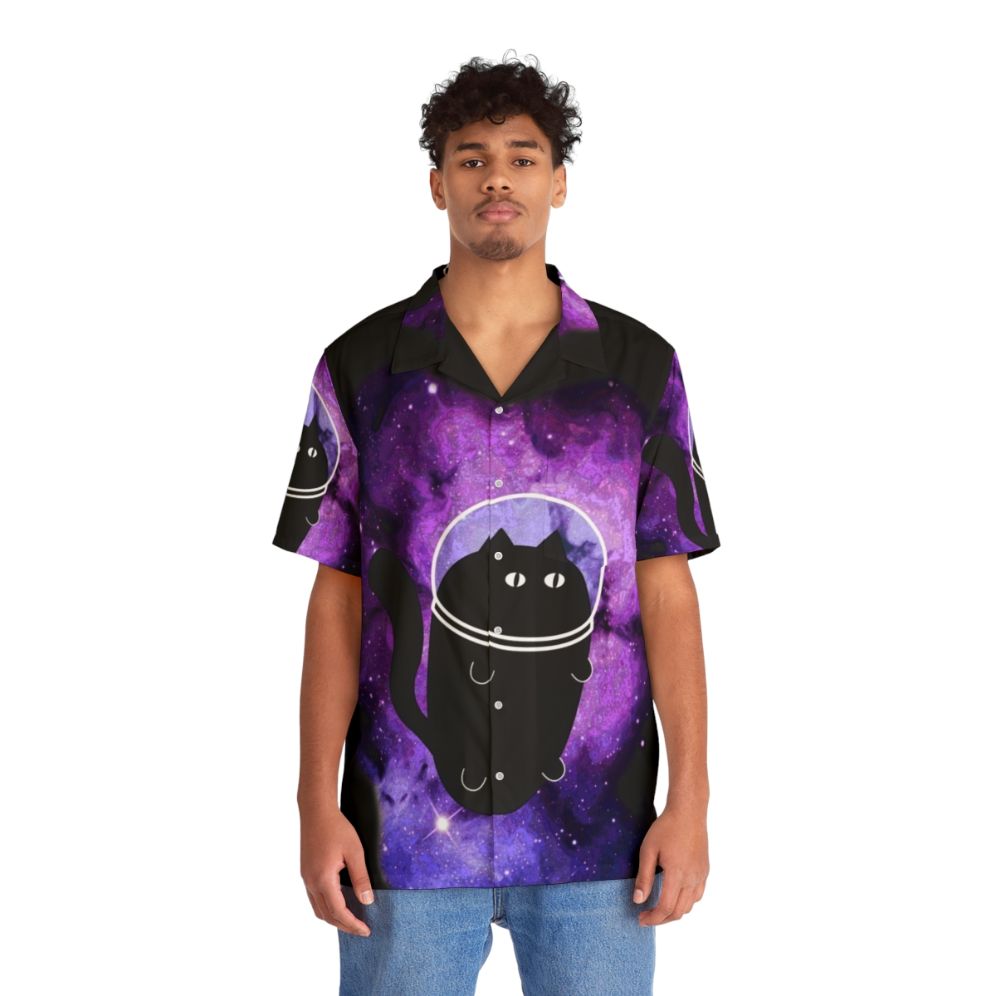 Catronaut Hawaiian Shirt featuring a cat astronaut in a galaxy design - People Front