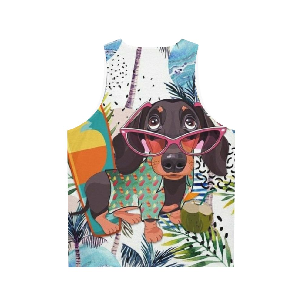 Dachshund dog pop art design on unisex tank top - Back