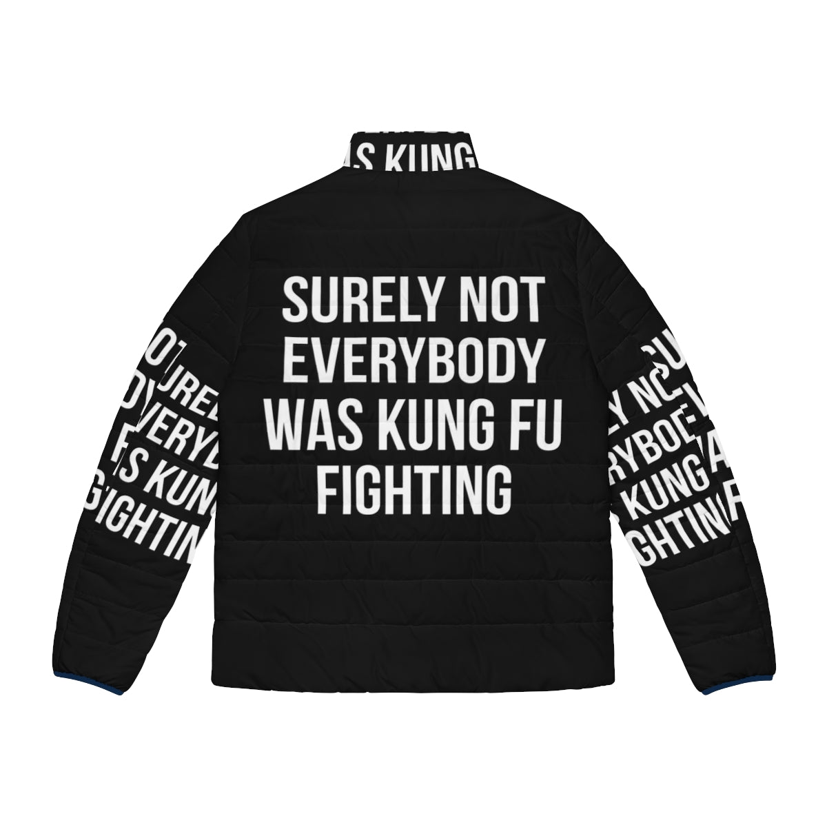 Kung Fu Fighting Puffer Jacket, a funny and humorous winter apparel item - Back