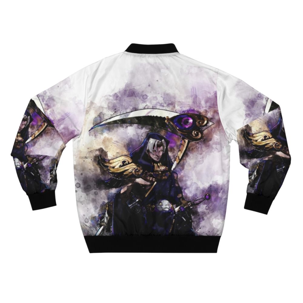 Thanatos and Hades watercolor fan art design on a bomber jacket - Back