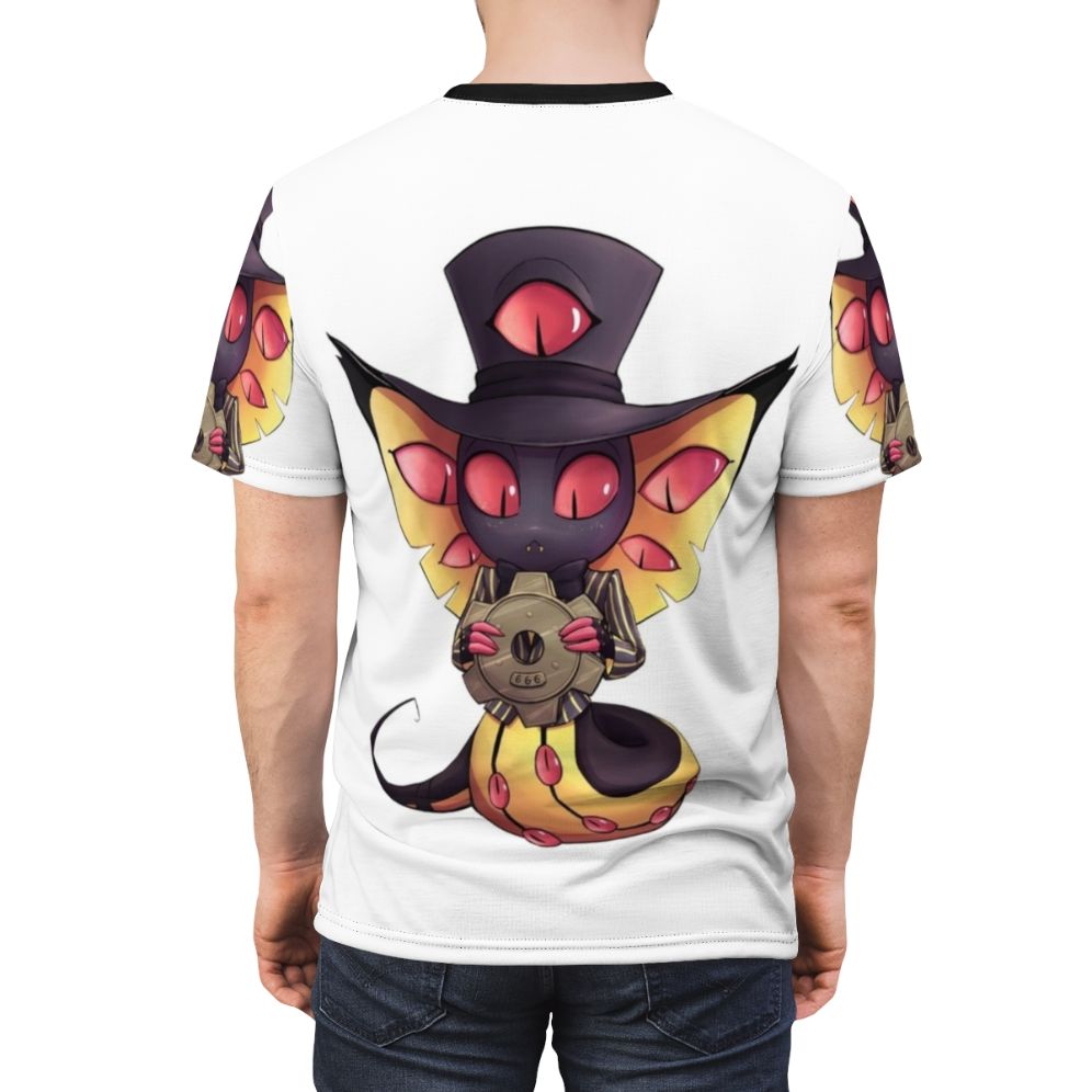 Vibrant illustration of the character Sir Pentious from the indie fantasy universe, featured on a high-quality print-on-demand t-shirt. - men back