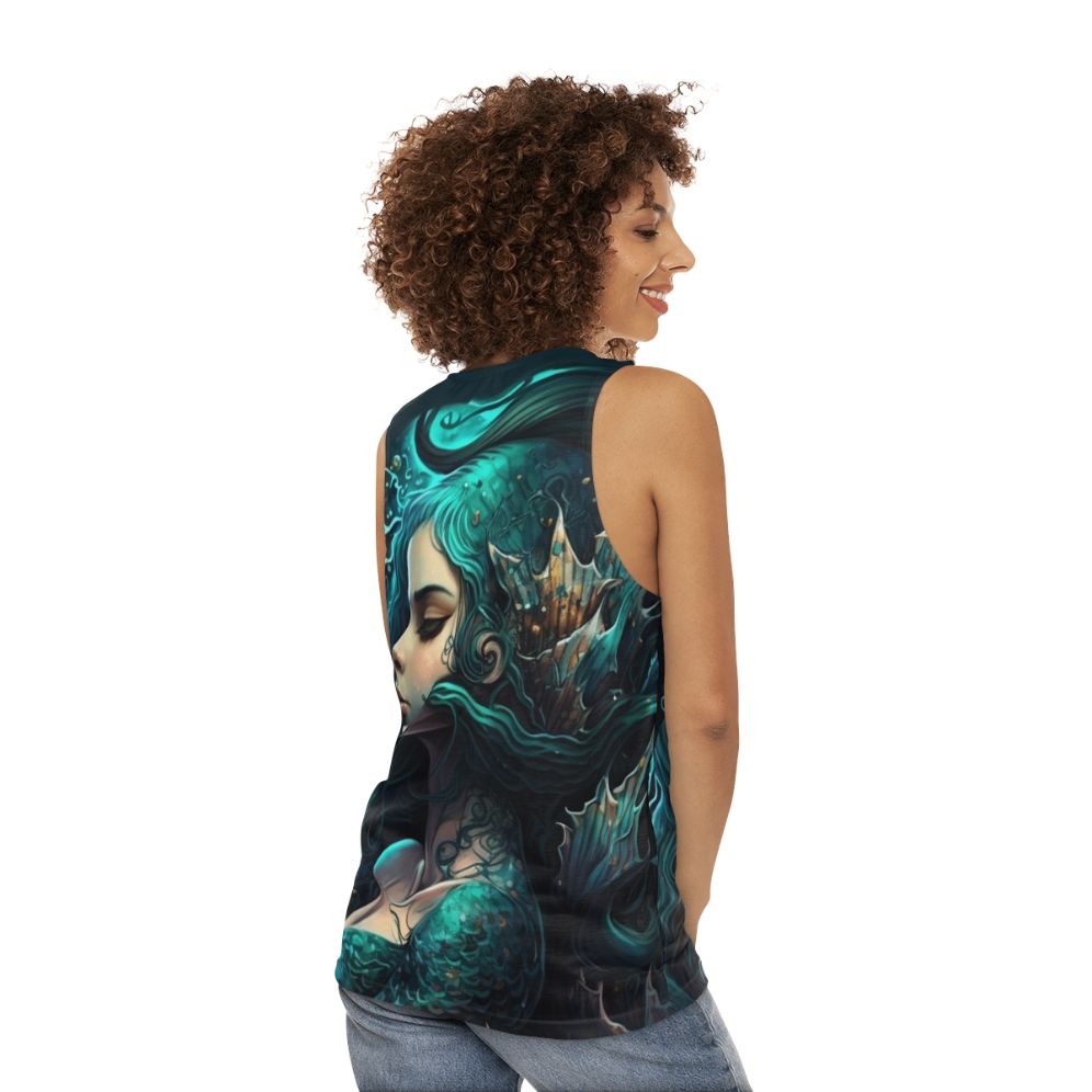 Unisex tank top featuring mythical sea creatures design - women back