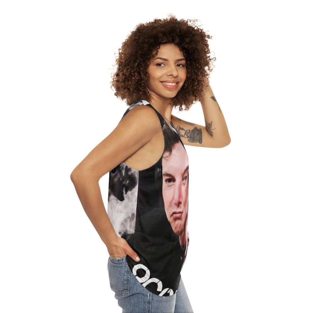 Elon Musk smoking weed unisex tank top - women side