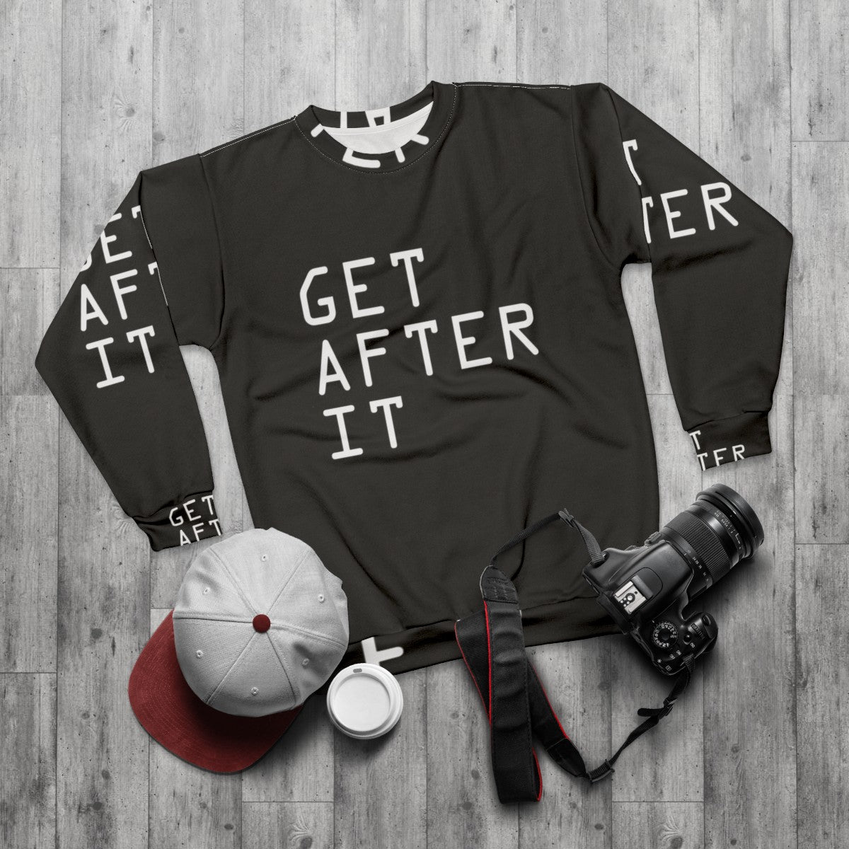 Motivational "Get After It" Sweatshirt - flat lay