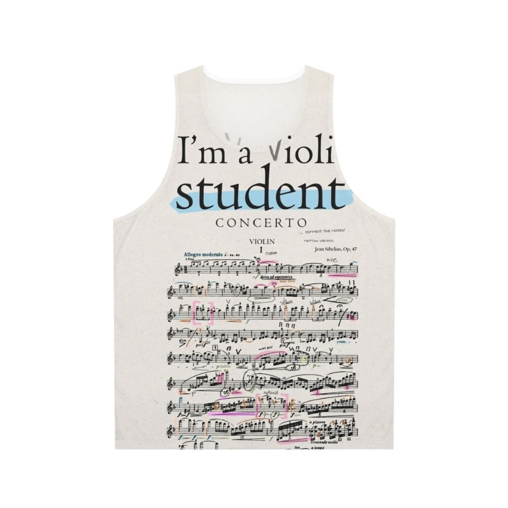 Violin student unisex tank top with music notes