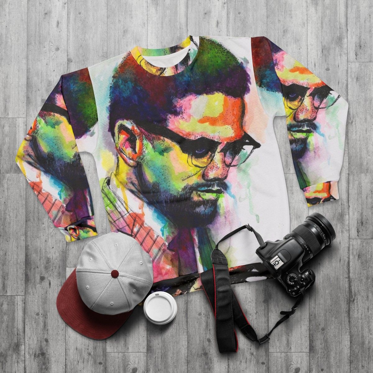 Malcolm X Civil Rights Activist Sweatshirt - flat lay