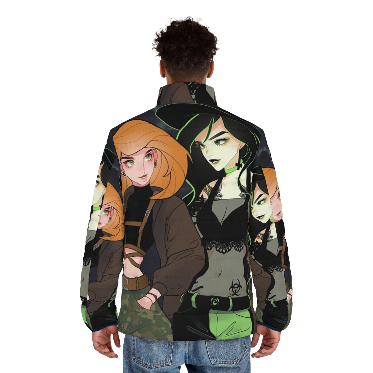 Kim Possible Shego inspired oversized puffer jacket - men back