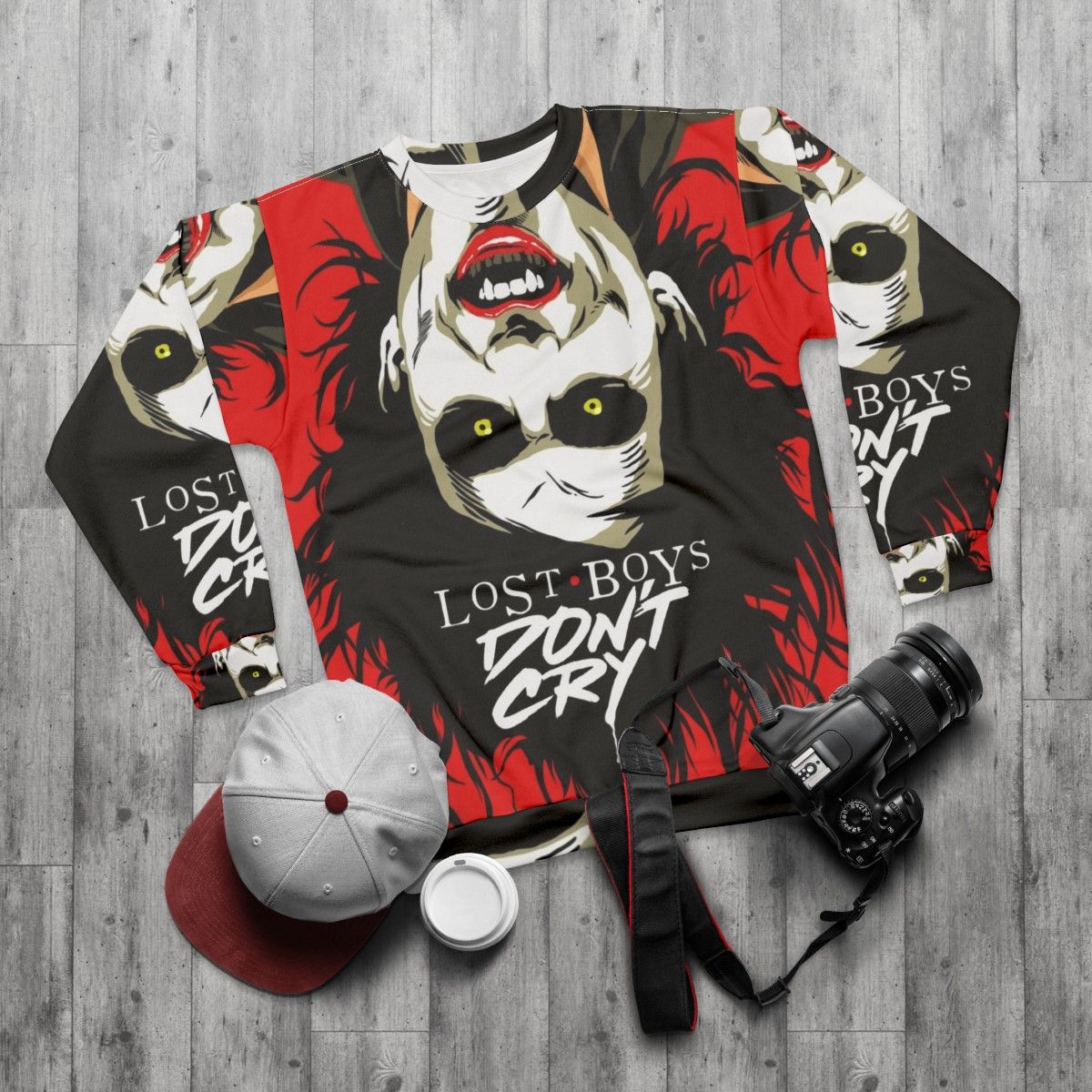 Cry Boys Dark Gothic Horror Themed Sweatshirt - flat lay