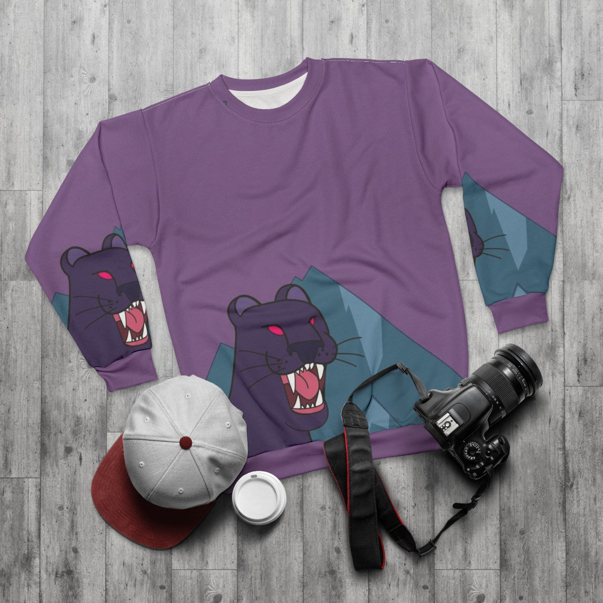 Panther Dark Violet Gravity Falls Sweatshirt - flat lay