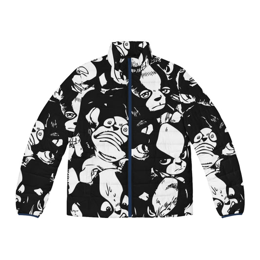 Iggy puffer jacket with JoJo's Bizarre Adventure anime design