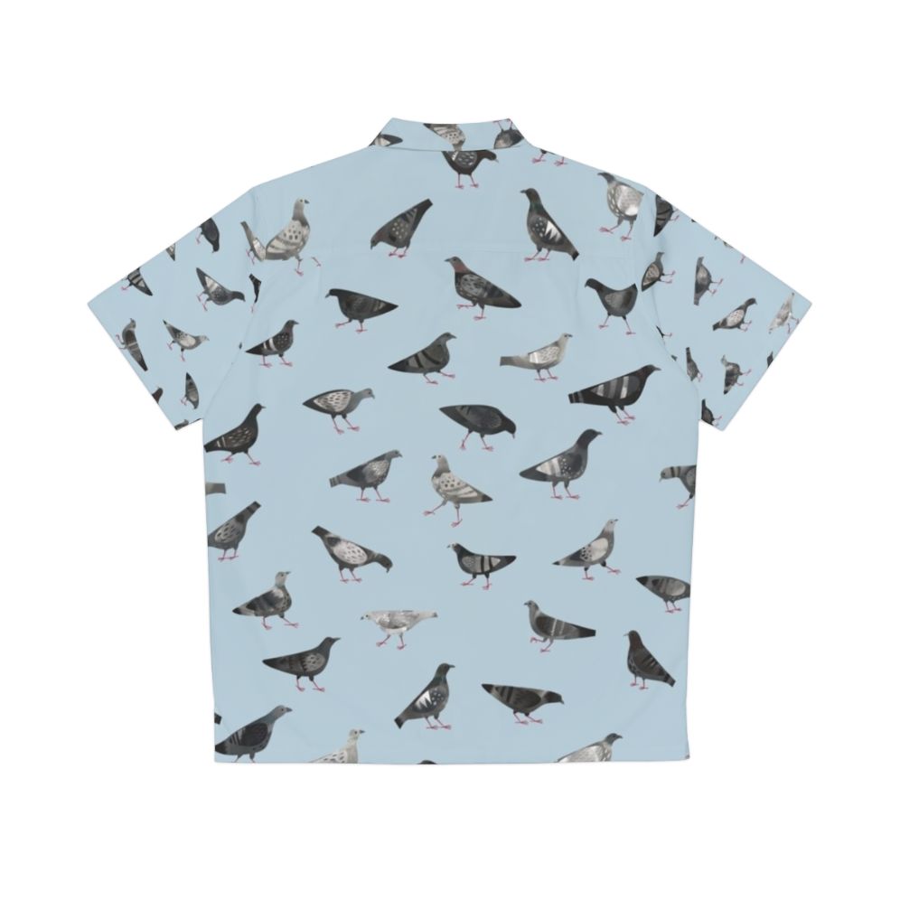 Pigeons Doing Pigeon Things Hawaiian Shirt with a flock of pigeons/doves - Back