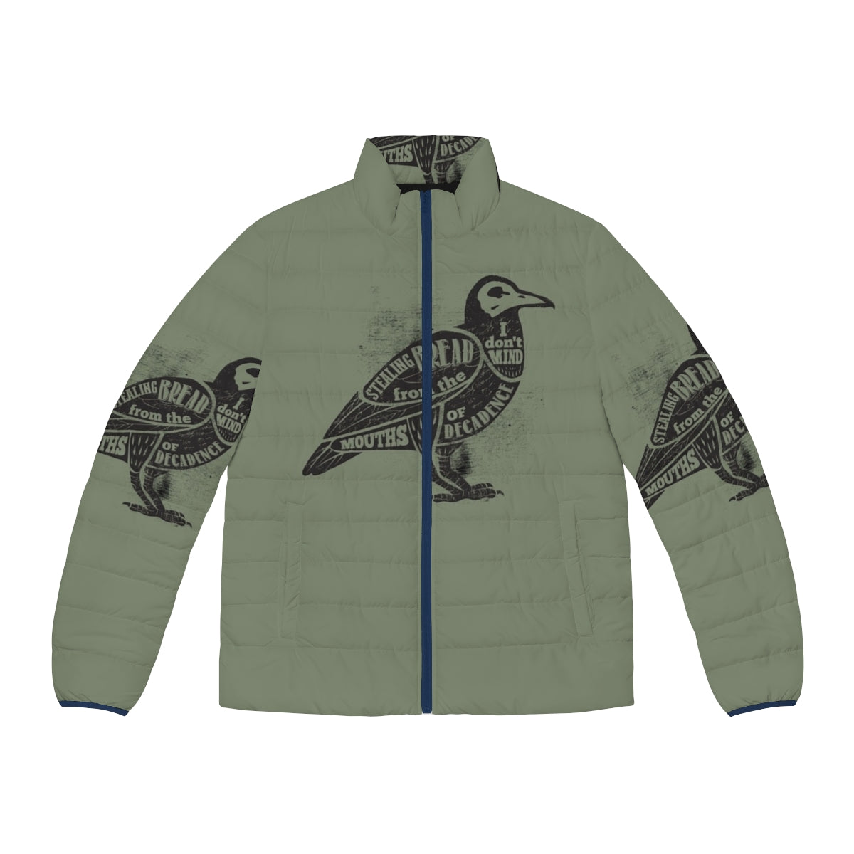 Vintage-inspired puffer jacket featuring a grunge design and Pearl Jam/Eddie Vedder tribute