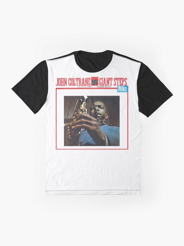 John Coltrane Giant Steps Graphic T-Shirt featuring the iconic jazz musician and his legendary album cover - Flat lay