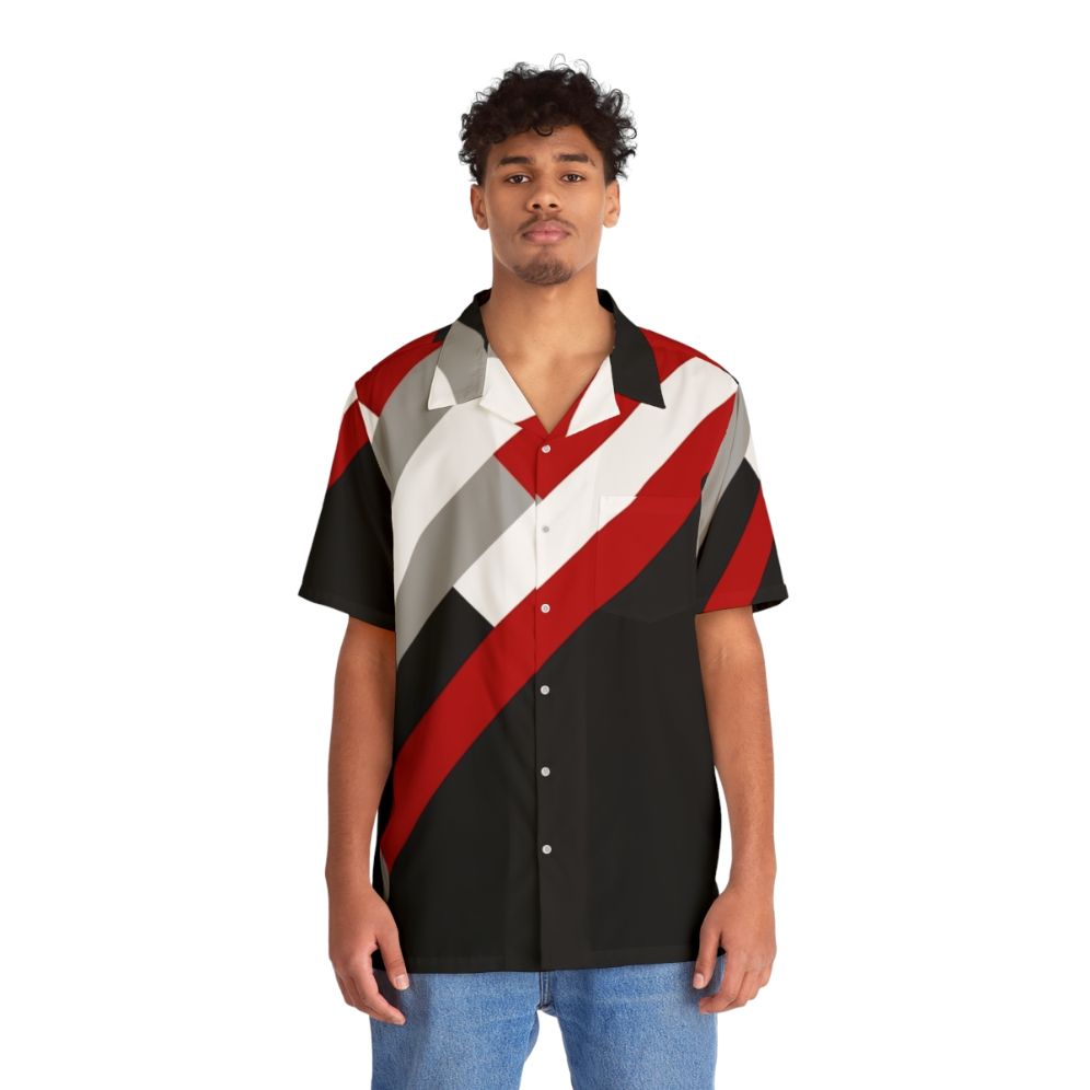 Diagonal stripes pattern Hawaiian shirt with geometric, abstract design - People Front