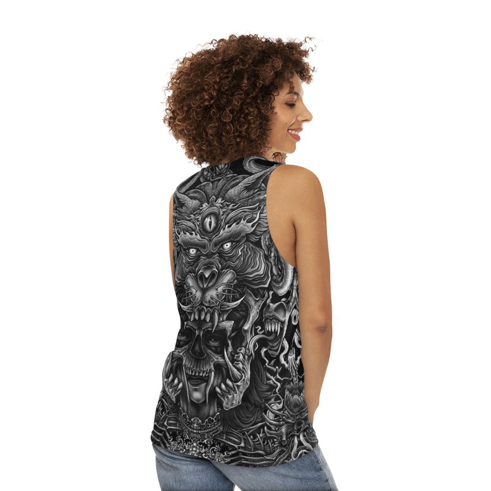 Winya No 129 Unisex Tank Top in Dark Gothic Fashion - women back