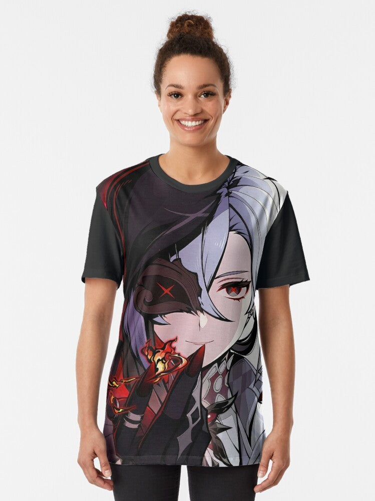 Arlecchino Phantom of the Night Artwork Genshin Impact Graphic T-Shirt - Women