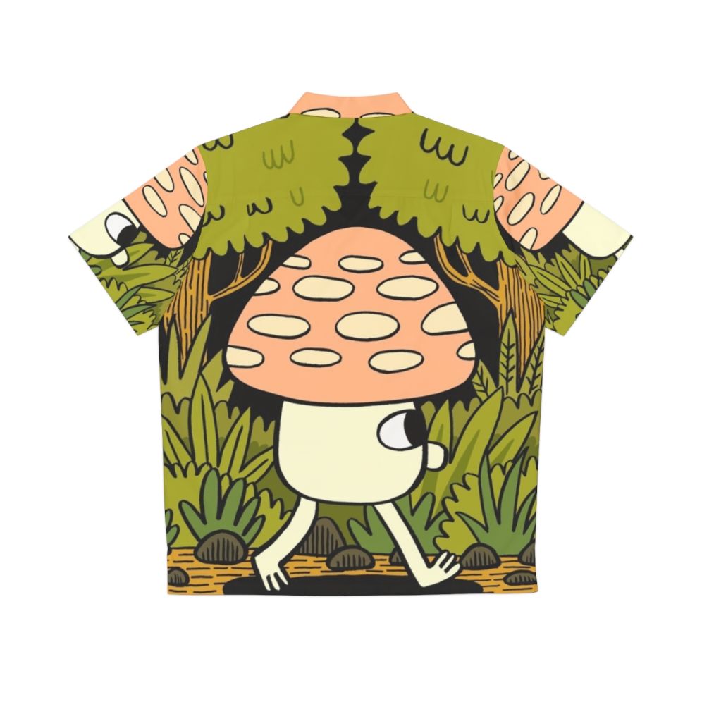 Whimsical Hawaiian shirt with mushroom and nature print design - Back