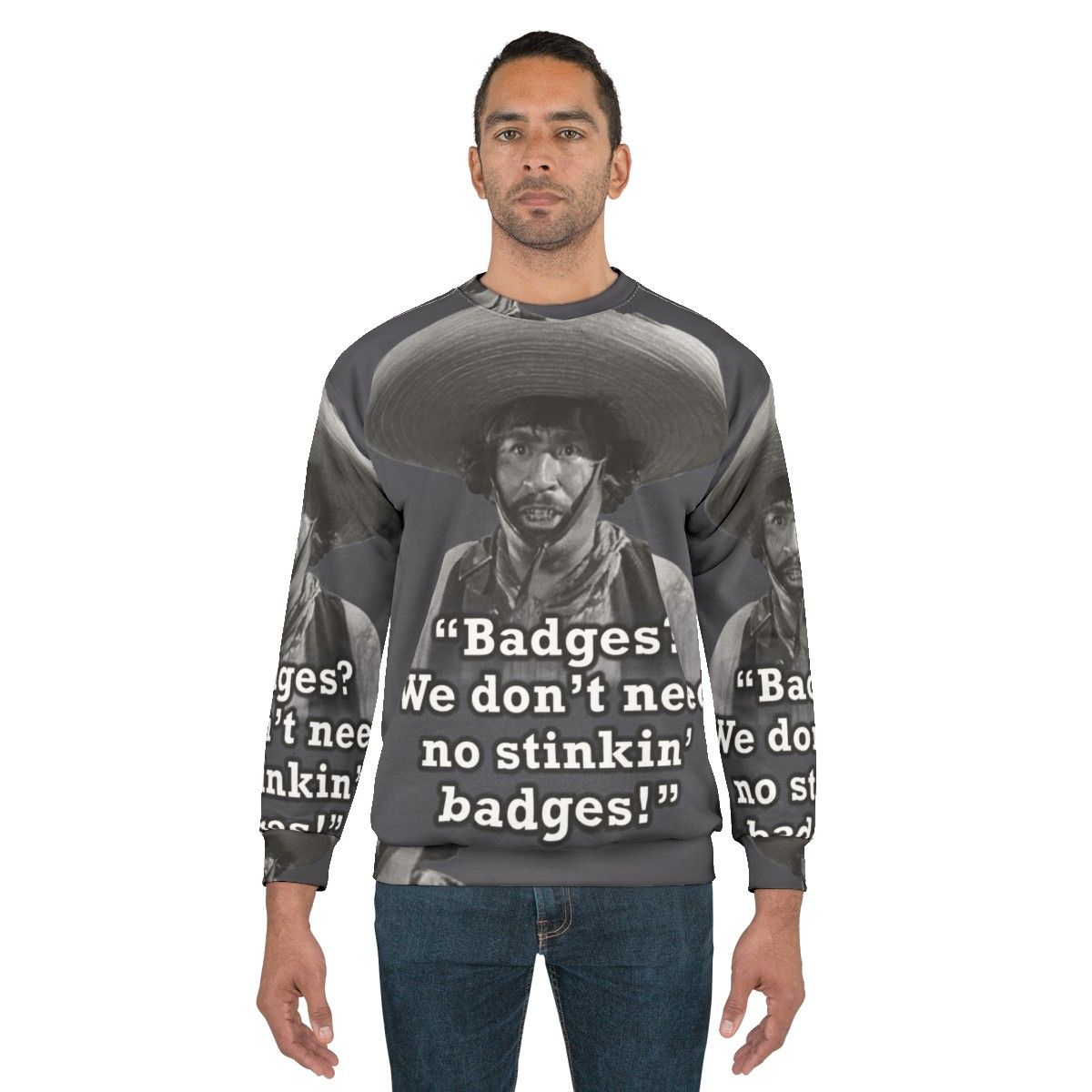 Mexican badges sweatshirt with humorous slogan - men