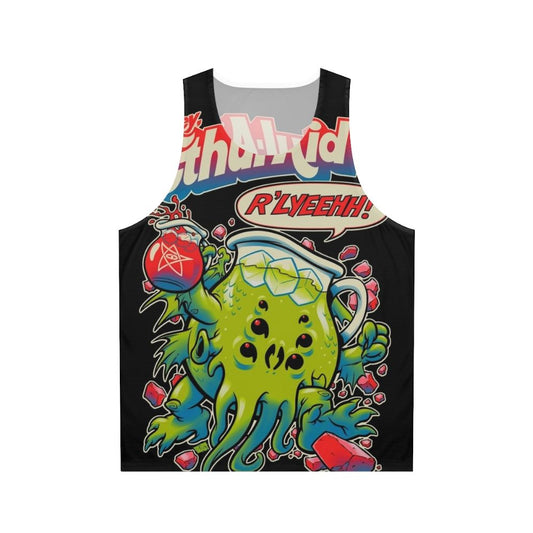 Cthulhu inspired unisex horror tank top with Kool Aid design