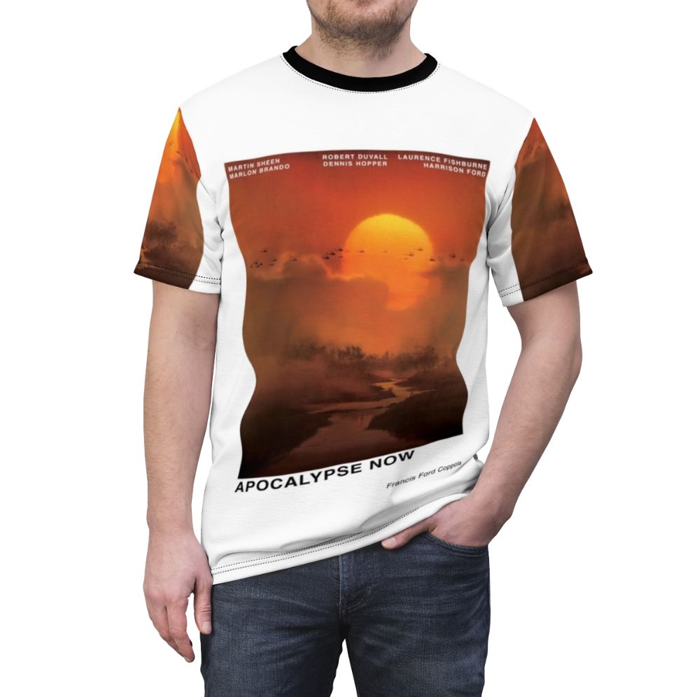 Minimalist t-shirt design inspired by the cult film "Apocalypse Now" by Francis Ford Coppola - men front