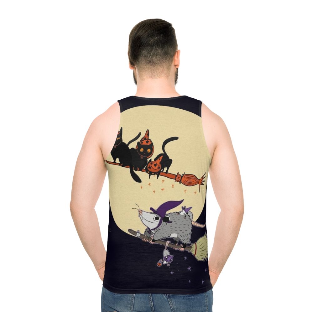 Witches Familiar Unisex Halloween Cat Tank Top - men back