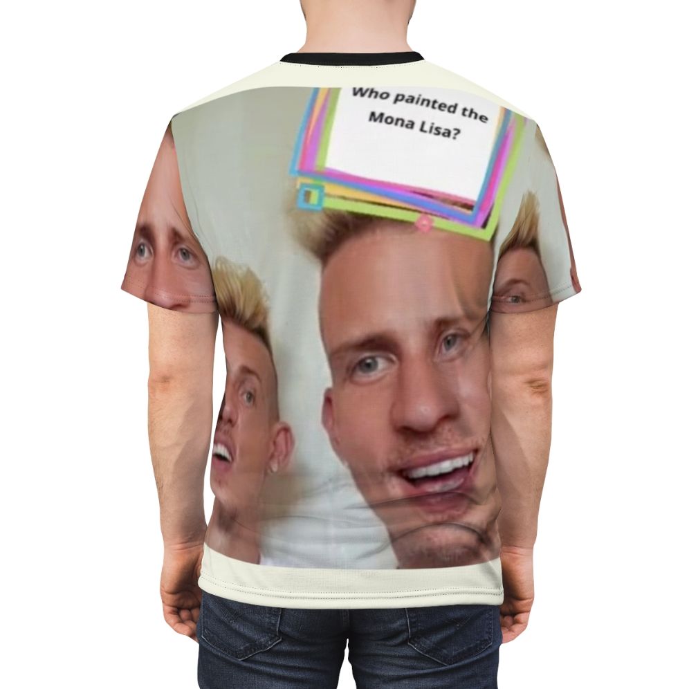 Parody Da Vinki Twins T-shirt design featuring a meme-inspired graphic - men back