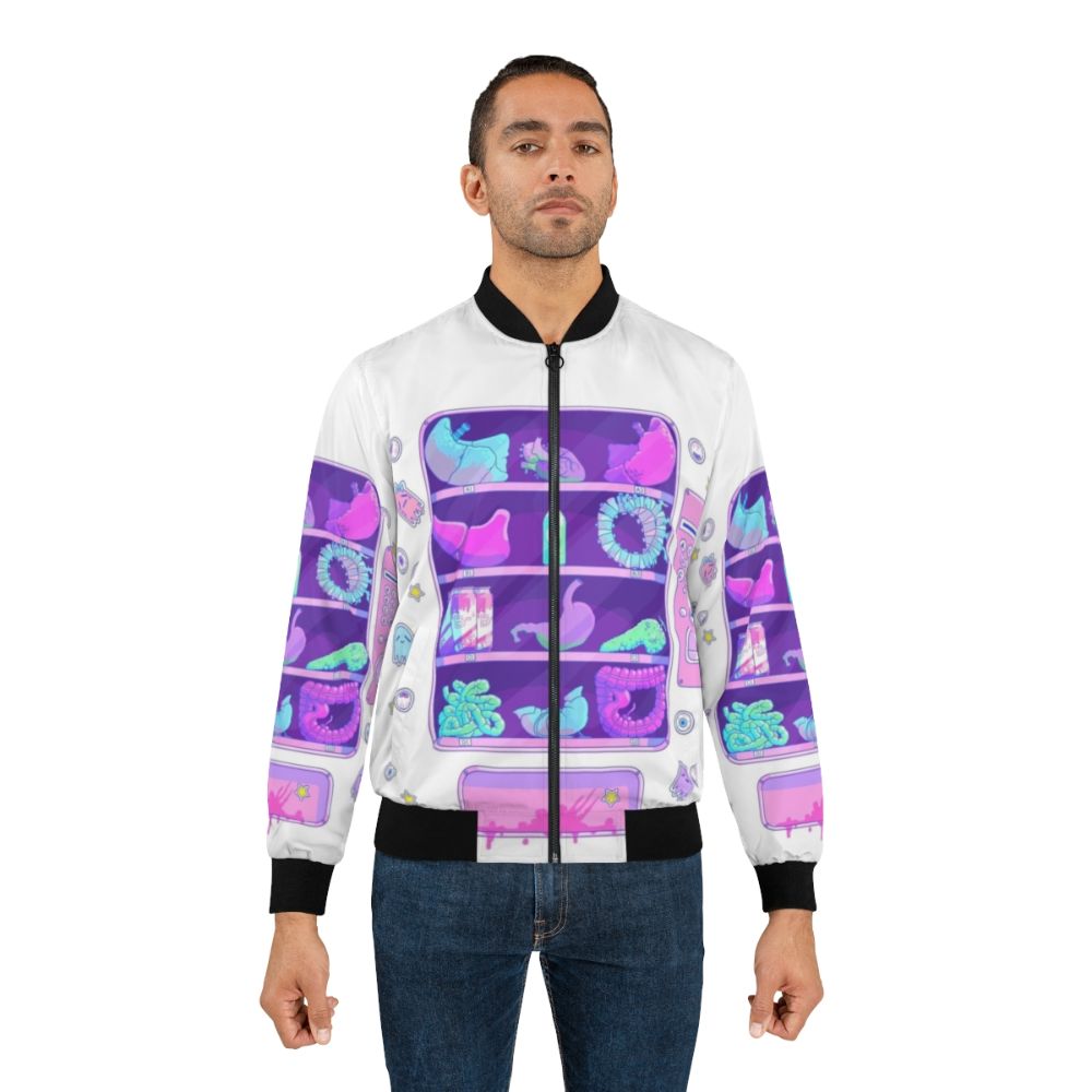 Pastel grunge style bomber jacket with creepy cartoon organs design - Lifestyle