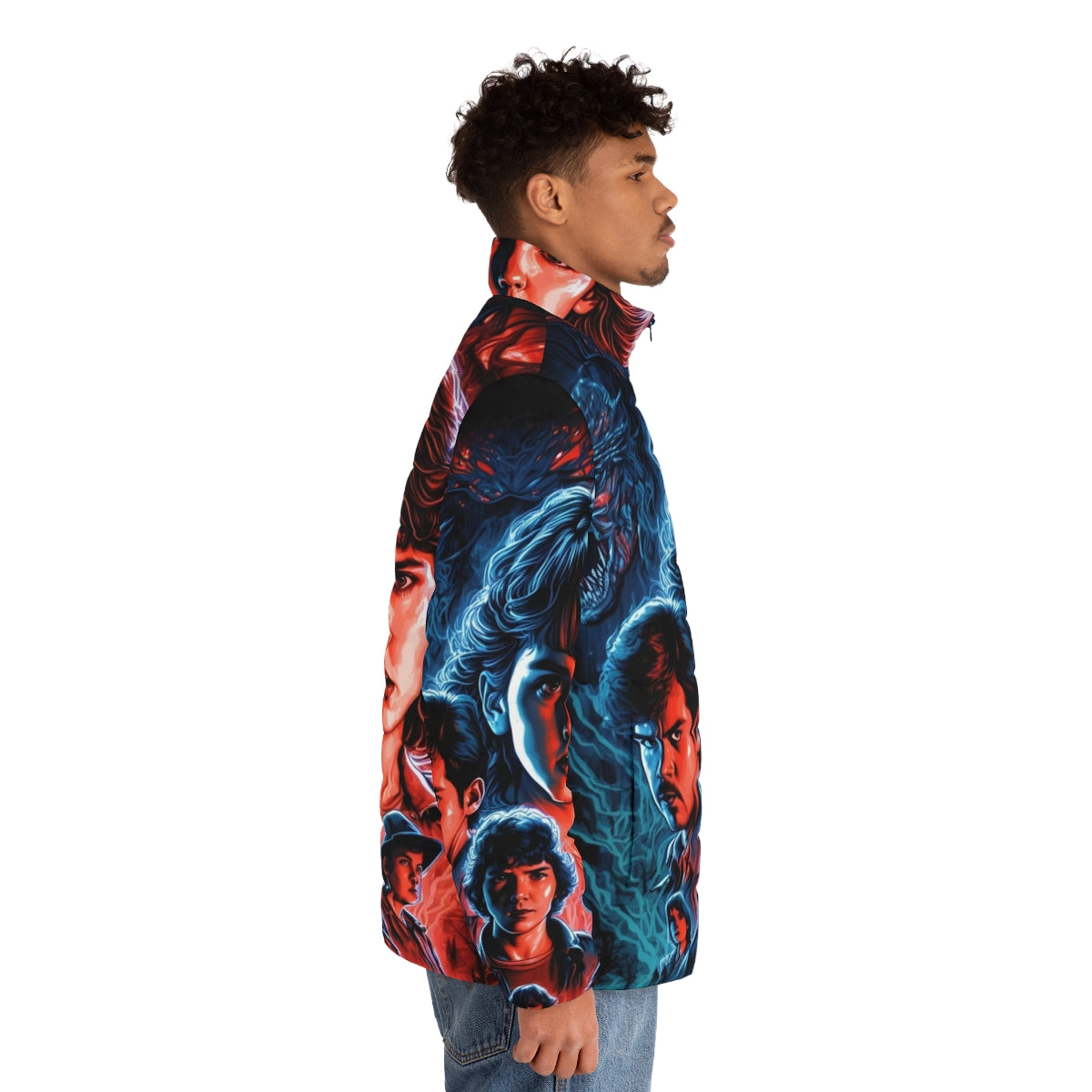 Stranger Things Japanese Style Anime Puffer Jacket - men side right