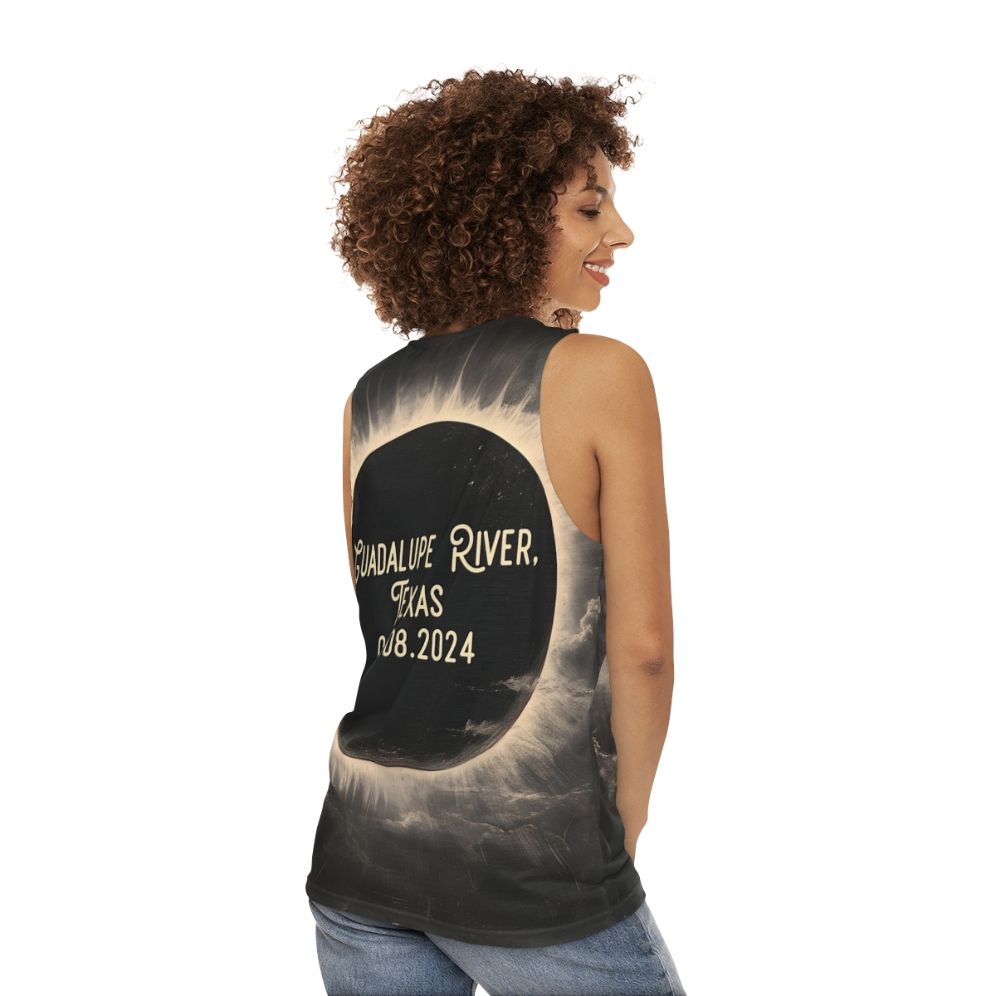 Guadalupe River Texas Total Eclipse Unisex Tank Top - women back