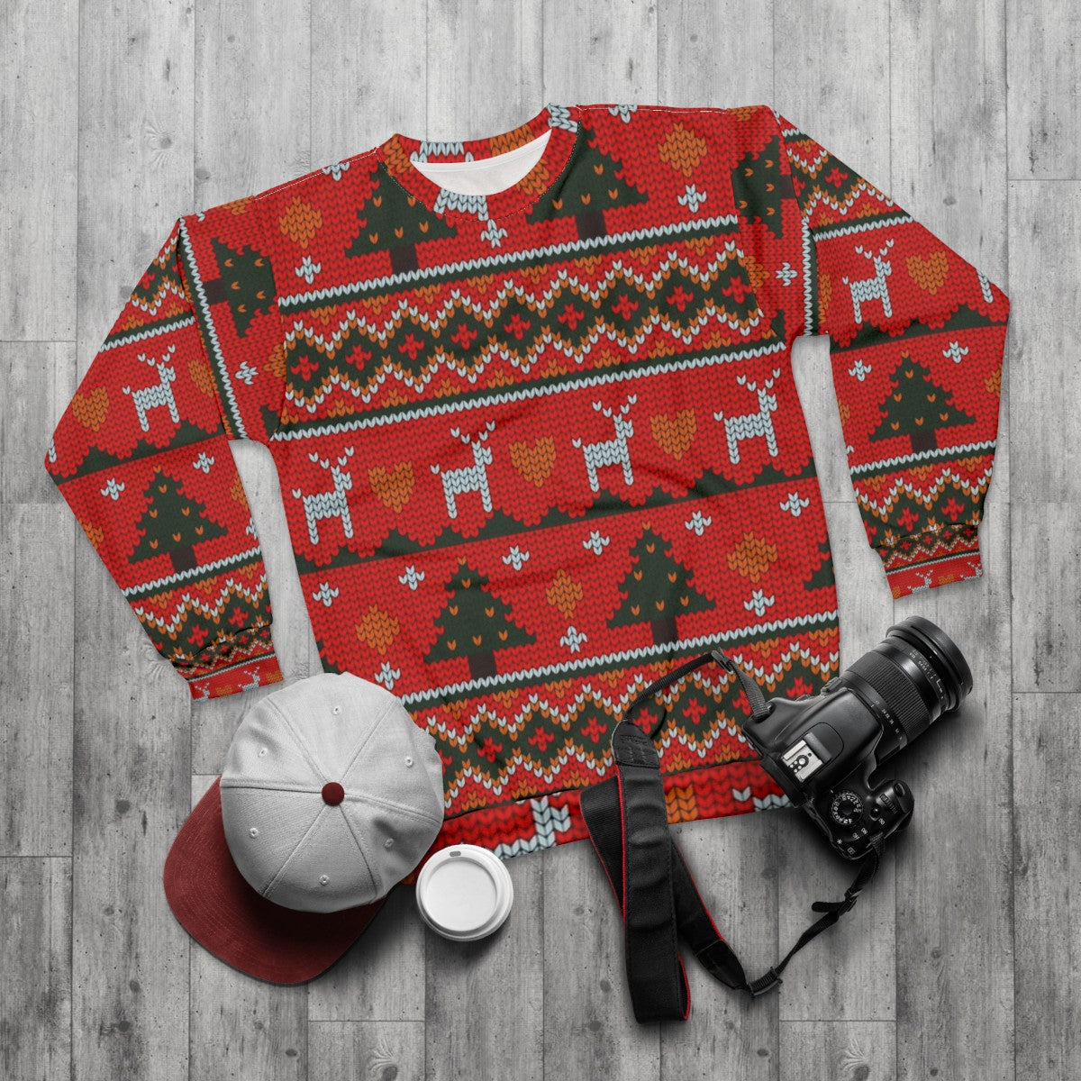 Christmas knit pattern sweater - flat lay