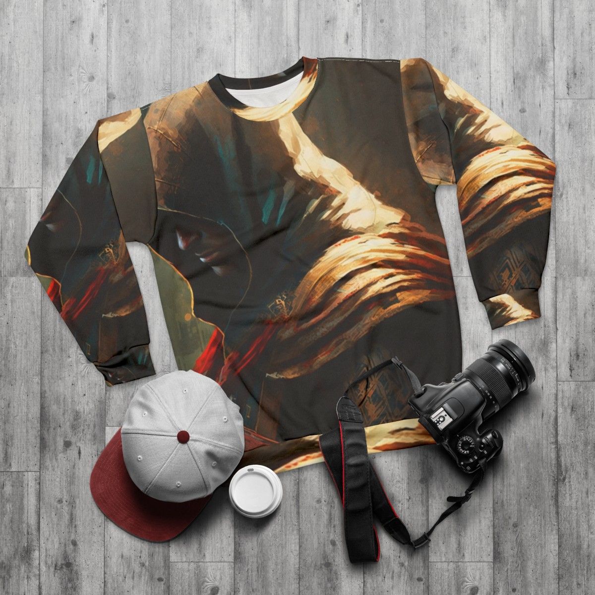 Assassins Creed Painting Inspired Gaming Sweatshirt - flat lay