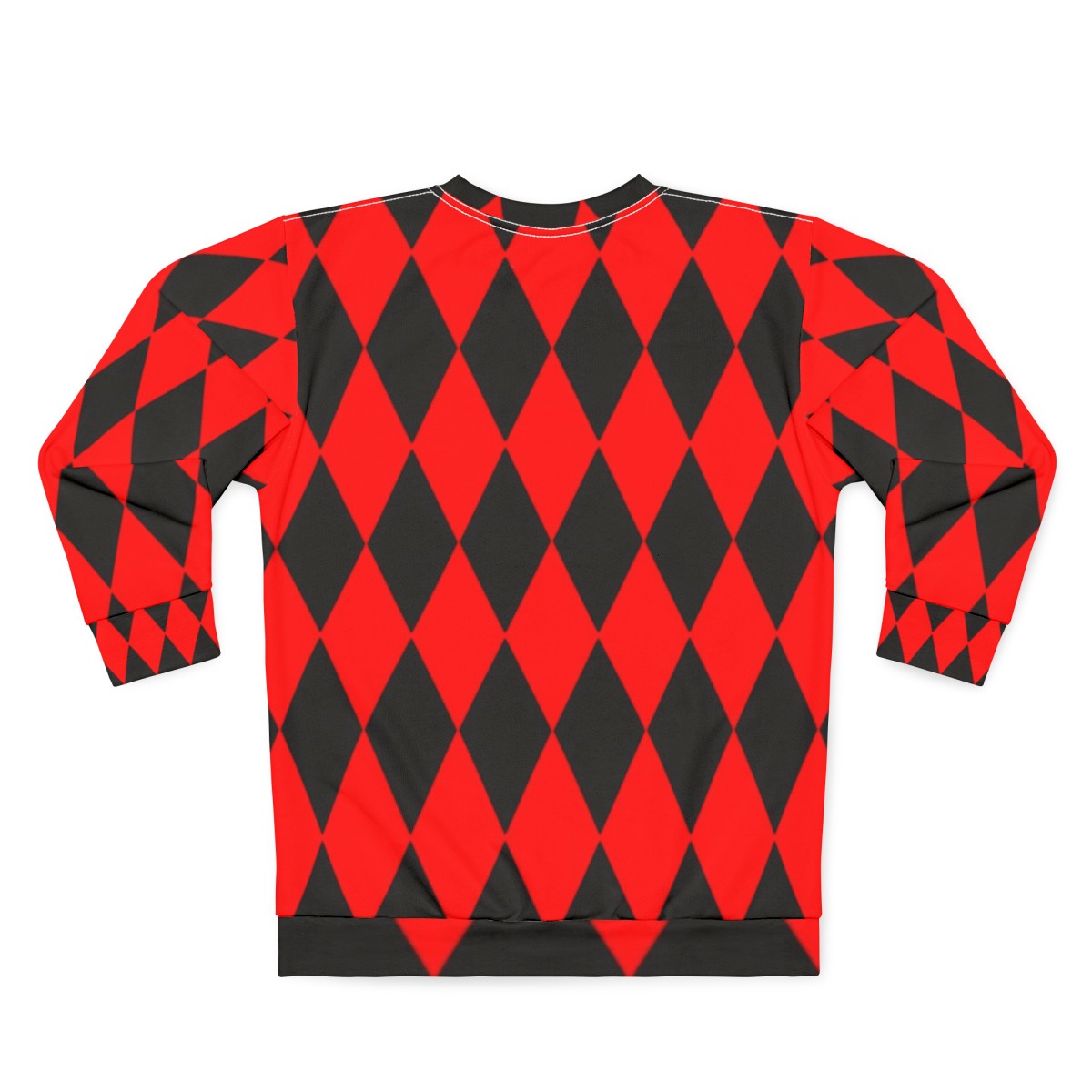 Red and Black Harlequin Diamond Pattern Sweatshirt - Back