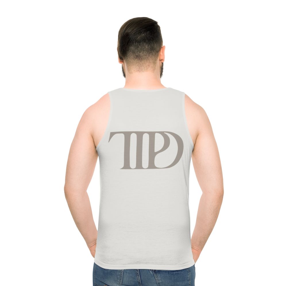 The Tortured Poets Department Unisex Tank Top featuring Taylor Swift's Midnights album art - men back