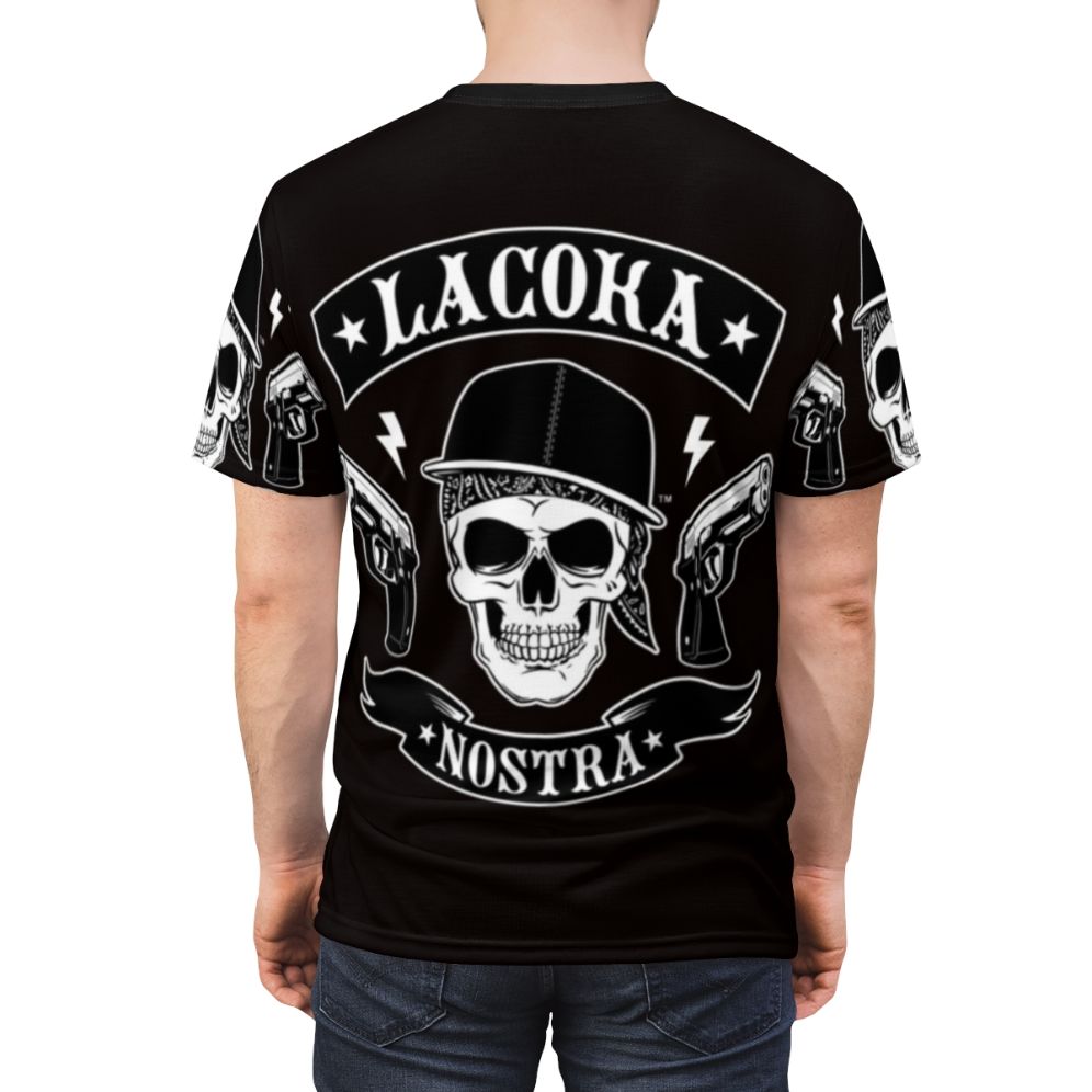 Graphic T-Shirt with La Coka Nostra and Pop Culture Motifs - men back